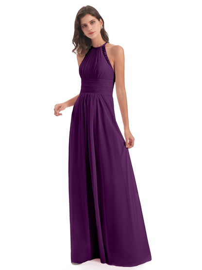 Adilynn Sheath Halter Lace Bridesmaid Dresses