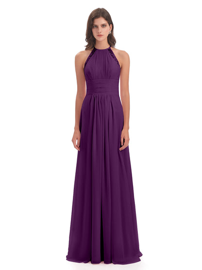 Adilynn Sheath Halter Lace Bridesmaid Dresses