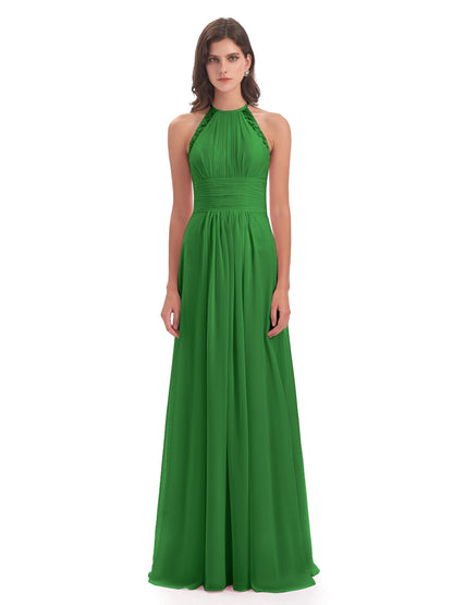 Adilynn Sheath Halter Lace Bridesmaid Dresses