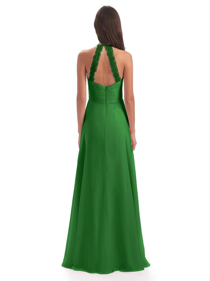 Adilynn Sheath Halter Lace Bridesmaid Dresses