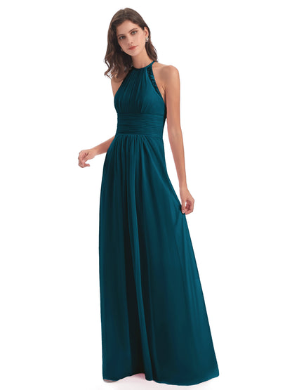 Adilynn Sheath Halter Lace Bridesmaid Dresses