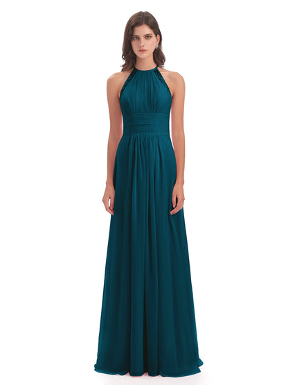 Adilynn Sheath Halter Lace Bridesmaid Dresses