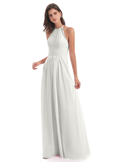 Adilynn Sheath Halter Lace Bridesmaid Dresses