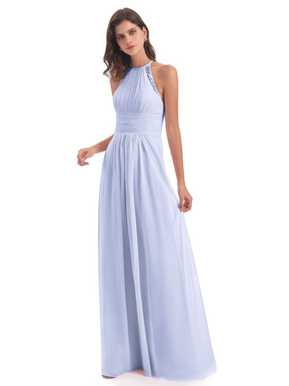 Adilynn Sheath Halter Lace Bridesmaid Dresses