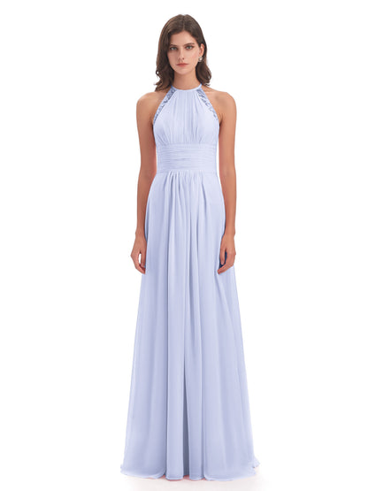 Adilynn Sheath Halter Lace Bridesmaid Dresses