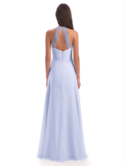 Adilynn Sheath Halter Lace Bridesmaid Dresses