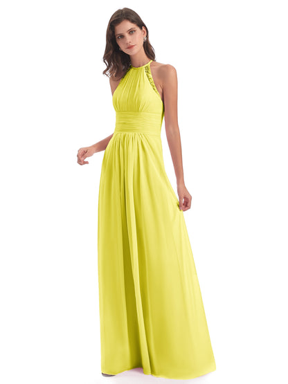 Adilynn Sheath Halter Lace Bridesmaid Dresses