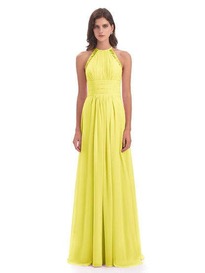Adilynn Sheath Halter Lace Bridesmaid Dresses