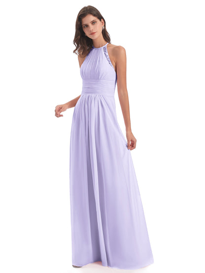 Adilynn Sheath Halter Lace Bridesmaid Dresses