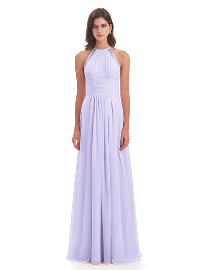 Adilynn Sheath Halter Lace Bridesmaid Dresses