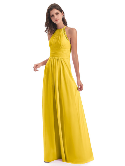 Adilynn Sheath Halter Lace Bridesmaid Dresses