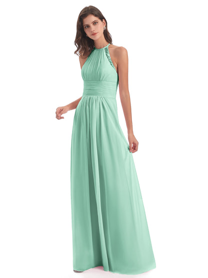 Adilynn Sheath Halter Lace Bridesmaid Dresses
