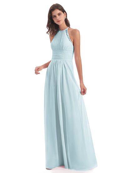 Adilynn Sheath Halter Lace Bridesmaid Dresses