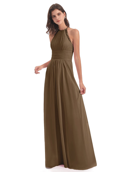 Adilynn Sheath Halter Lace Bridesmaid Dresses