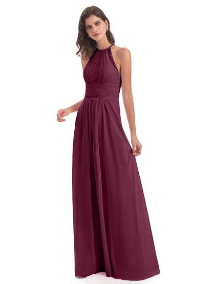 Adilynn Sheath Halter Lace Bridesmaid Dresses