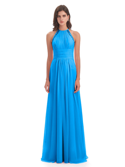 Adilynn Sheath Halter Lace Bridesmaid Dresses