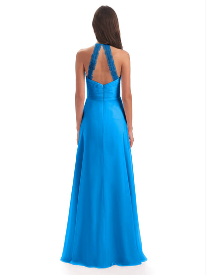 Adilynn Sheath Halter Lace Bridesmaid Dresses