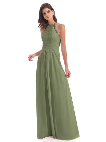 Adilynn Sheath Halter Lace Bridesmaid Dresses