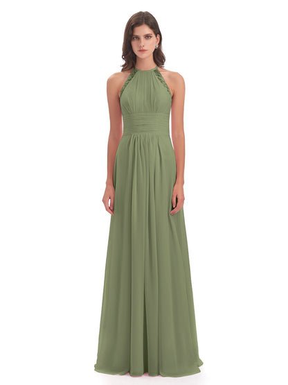 Adilynn Sheath Halter Lace Bridesmaid Dresses