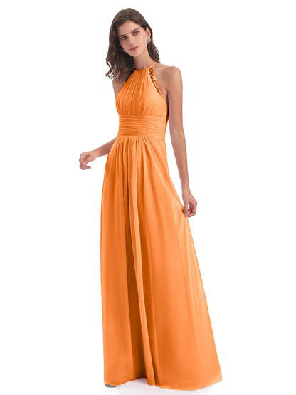 Adilynn Sheath Halter Lace Bridesmaid Dresses