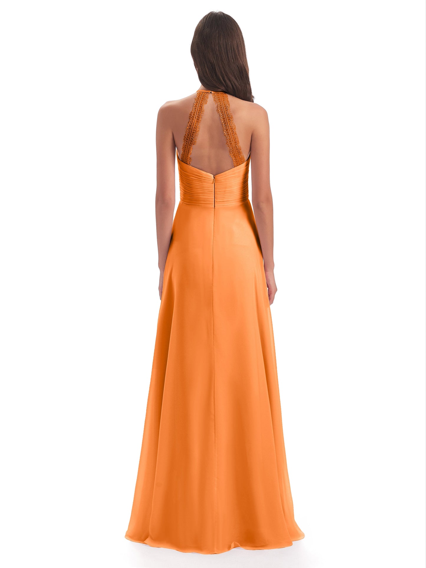 Adilynn Sheath Halter Lace Bridesmaid Dresses