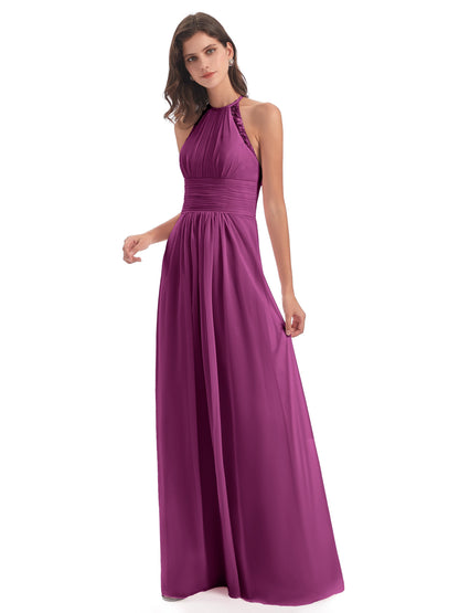Adilynn Sheath Halter Lace Bridesmaid Dresses