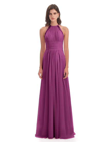 Adilynn Sheath Halter Lace Bridesmaid Dresses
