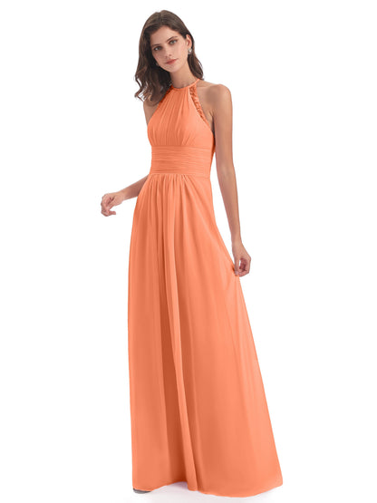 Adilynn Sheath Halter Lace Bridesmaid Dresses