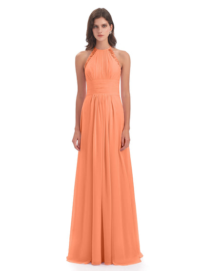 Adilynn Sheath Halter Lace Bridesmaid Dresses