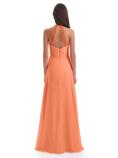 Adilynn Sheath Halter Lace Bridesmaid Dresses