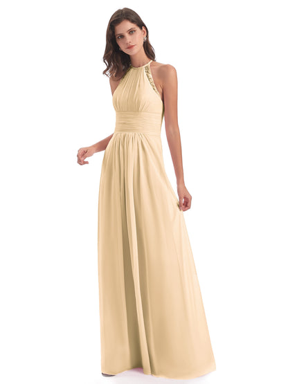Adilynn Sheath Halter Lace Bridesmaid Dresses