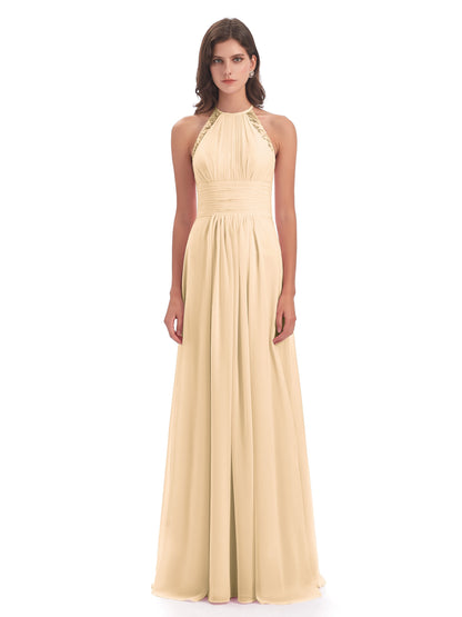 Adilynn Sheath Halter Lace Bridesmaid Dresses