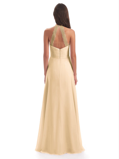 Adilynn Sheath Halter Lace Bridesmaid Dresses