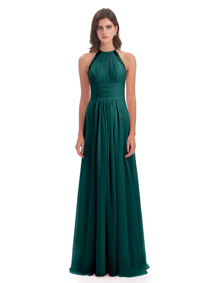 Adilynn Sheath Halter Lace Bridesmaid Dresses
