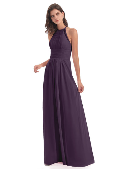 Adilynn Sheath Halter Lace Bridesmaid Dresses