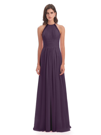 Adilynn Sheath Halter Lace Bridesmaid Dresses
