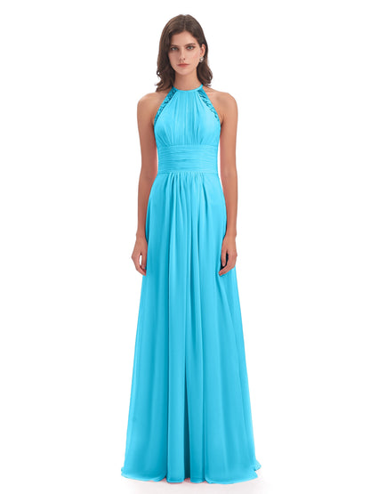 Adilynn Sheath Halter Lace Bridesmaid Dresses