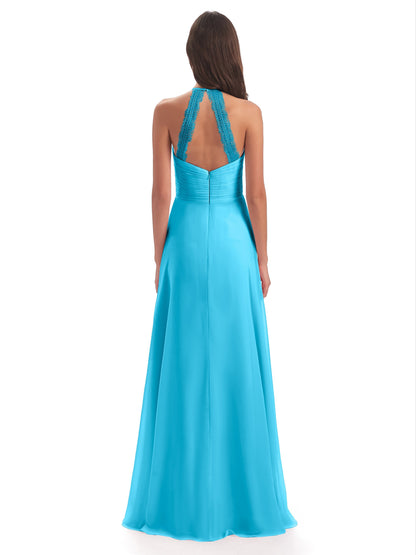 Adilynn Sheath Halter Lace Bridesmaid Dresses