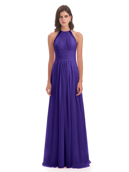 Adilynn Sheath Halter Lace Bridesmaid Dresses