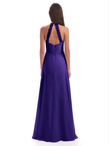 Adilynn Sheath Halter Lace Bridesmaid Dresses