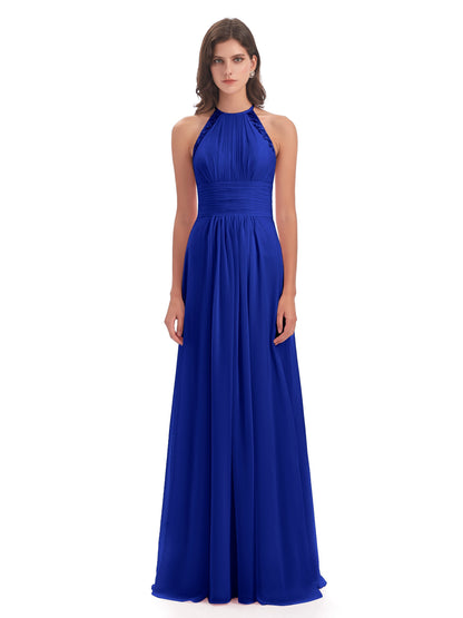 Adilynn Sheath Halter Lace Bridesmaid Dresses