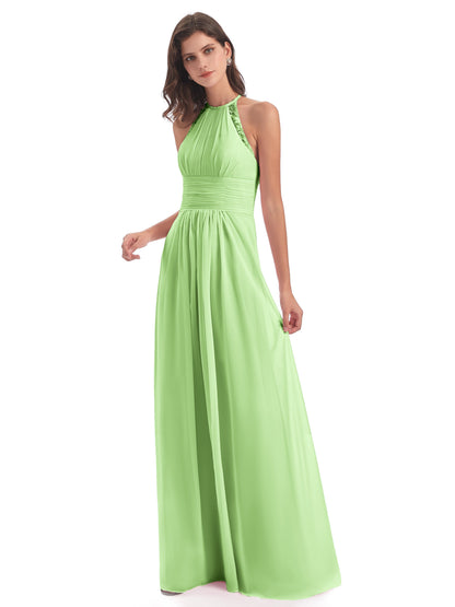 Adilynn Sheath Halter Lace Bridesmaid Dresses