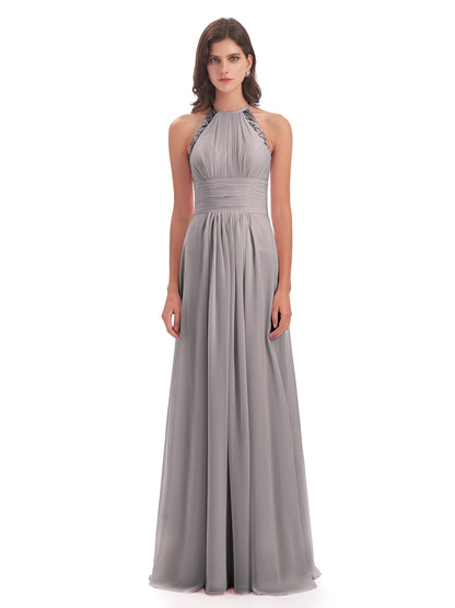 Adilynn Sheath Halter Lace Bridesmaid Dresses
