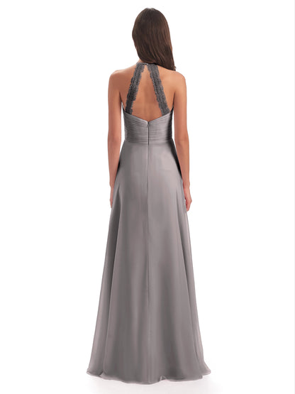 Adilynn Sheath Halter Lace Bridesmaid Dresses