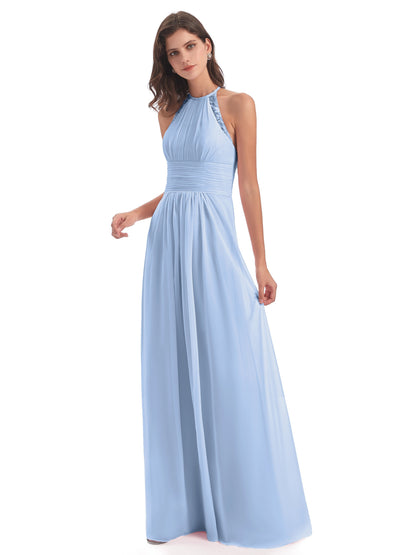 Adilynn Sheath Halter Lace Bridesmaid Dresses