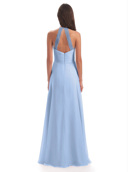 Adilynn Sheath Halter Lace Bridesmaid Dresses
