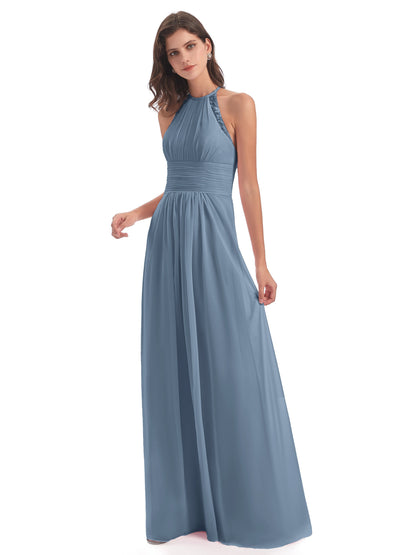 Adilynn Sheath Halter Lace Bridesmaid Dresses