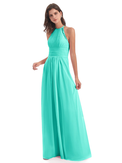 Adilynn Sheath Halter Lace Bridesmaid Dresses
