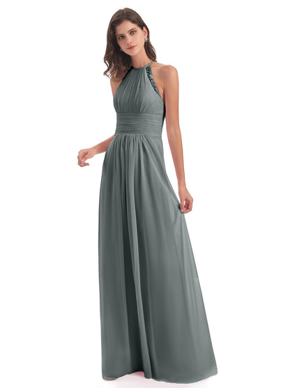 Adilynn Sheath Halter Lace Bridesmaid Dresses