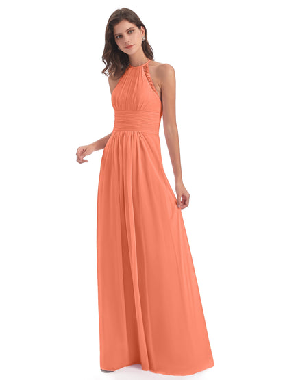 Adilynn Sheath Halter Lace Bridesmaid Dresses